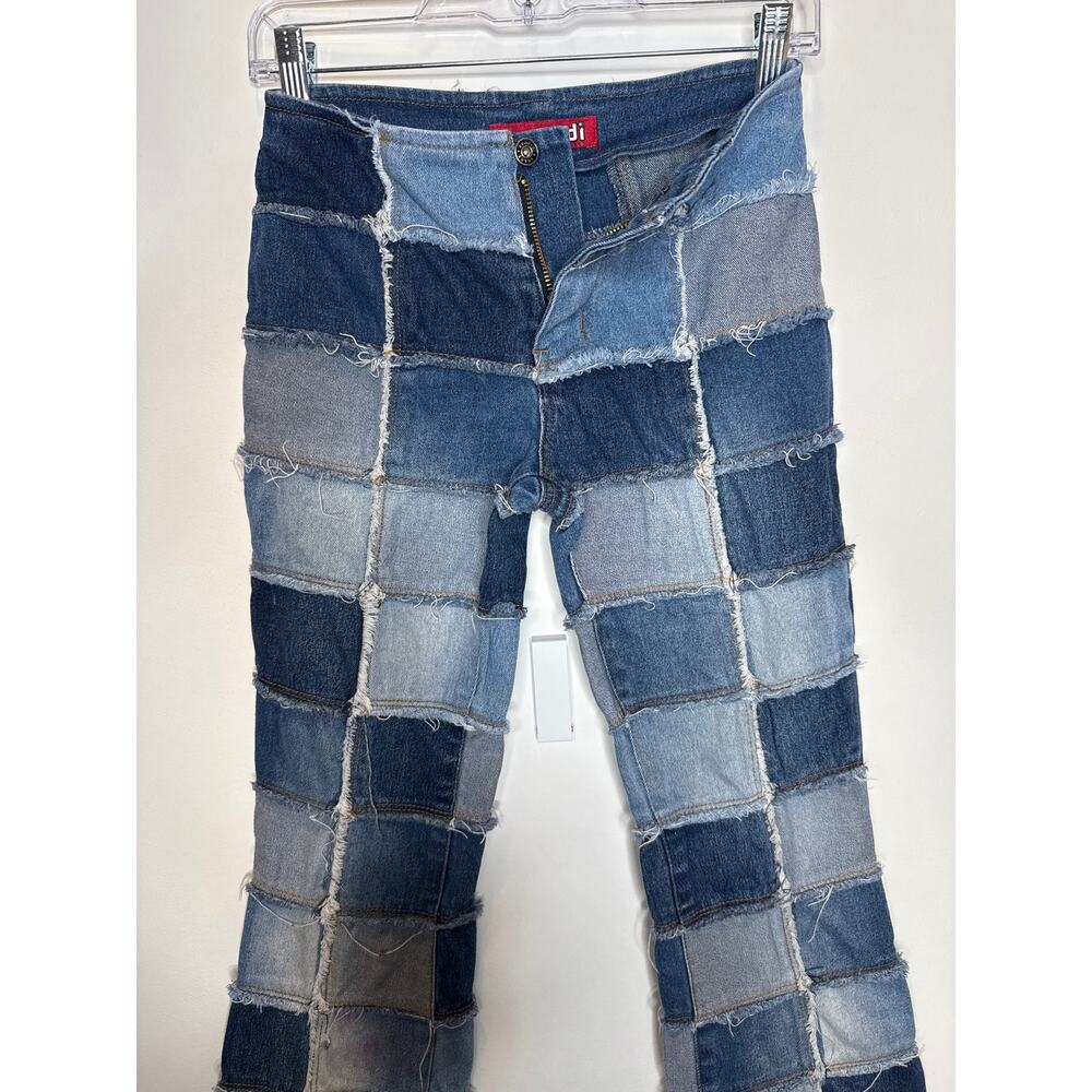 Y2K Zana-Di Patchwork Flare Jeans Low Rise Stretch Denim 26” Waist - Picture 7 of 13